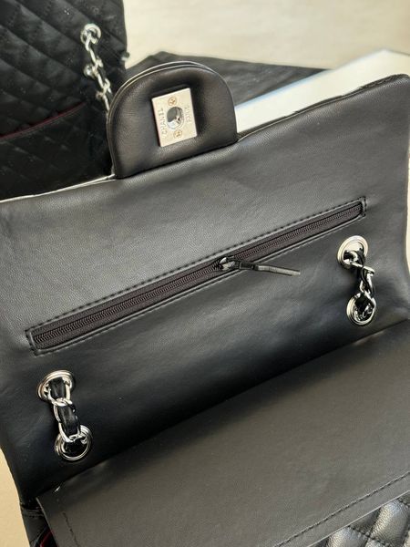 Chanel Classic 1.55 Small Single Flap in Black/Silver [Коробка магніт] pr002923 фото