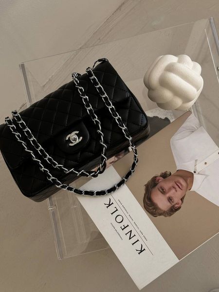 Chanel Classic 1.55 Small Single Flap in Black/Silver [Коробка магніт] pr002923 фото