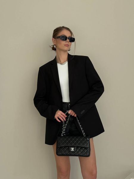 Chanel Classic 1.55 Small Single Flap in Black/Silver [Коробка магніт] pr002923 фото