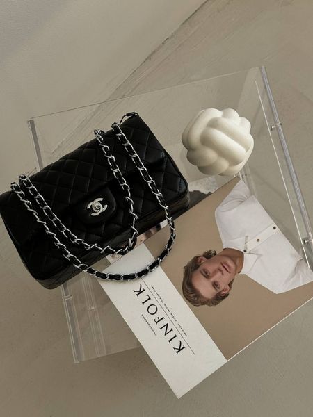 Chanel Classic 1.55 Small Single Flap in Black/Silver [Коробка магніт] pr002923 фото