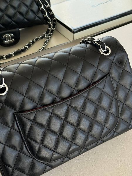 Chanel Classic 1.55 Small Single Flap in Black/Silver [Коробка магніт] pr002923 фото