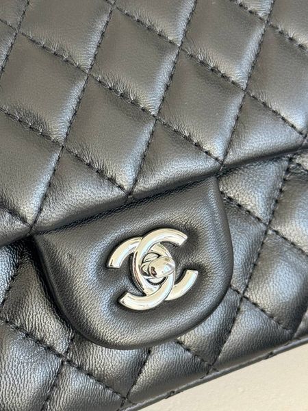 Chanel Classic 1.55 Small Single Flap in Black/Silver [Коробка магніт] pr002923 фото