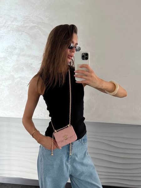 Chanel Calfskin Quilted Perfect Fit Wallet On Chain Mioni pink Магнітна Коробка pr8009 фото