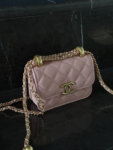 Chanel Calfskin Quilted Perfect Fit Wallet On Chain Mioni pink Магнітна Коробка pr8009 фото