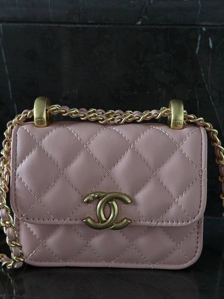 Chanel Calfskin Quilted Perfect Fit Wallet On Chain Mioni pink Магнітна Коробка pr8009 фото