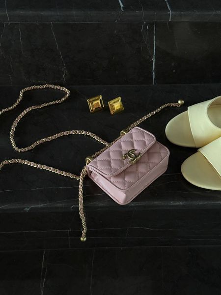Chanel Calfskin Quilted Perfect Fit Wallet On Chain Mioni pink Магнітна Коробка pr8009 фото