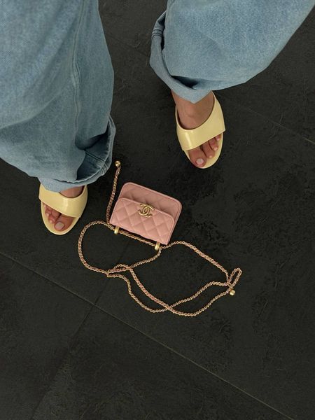 Chanel Calfskin Quilted Perfect Fit Wallet On Chain Mioni pink Магнітна Коробка pr8009 фото