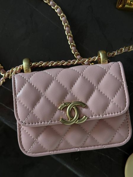Chanel Calfskin Quilted Perfect Fit Wallet On Chain Mioni pink Магнітна Коробка pr8009 фото