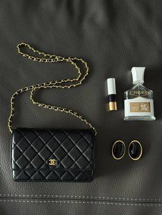 Chanel Classic Wallet on Chain Quilted Caviar Black/Gold Магнітна Коробка pr8010 фото