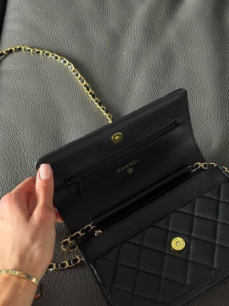 Chanel Classic Wallet on Chain Quilted Caviar Black/Gold Магнітна Коробка pr8010 фото