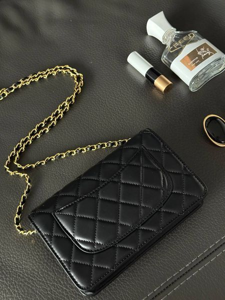 Chanel Classic Wallet on Chain Quilted Caviar Black/Gold Магнітна Коробка pr8010 фото