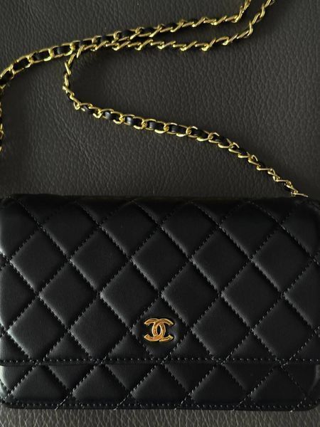 Chanel Classic Wallet on Chain Quilted Caviar Black/Gold Магнітна Коробка pr8010 фото