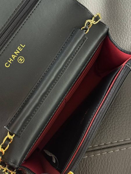 Chanel Classic Wallet on Chain Quilted Caviar Black/Gold Магнітна Коробка pr8010 фото
