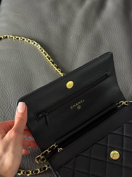 Chanel Classic Wallet on Chain Quilted Caviar Black/Gold Магнітна Коробка pr8010 фото