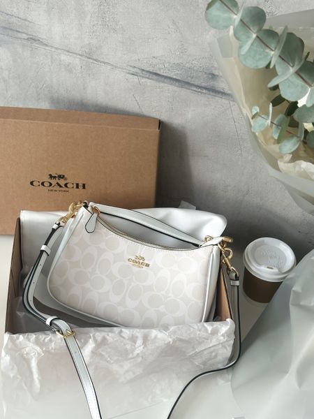 cCoach Teri Shoulder Bag In Signature Canvas Milk крафтова коробка pr97041  фото