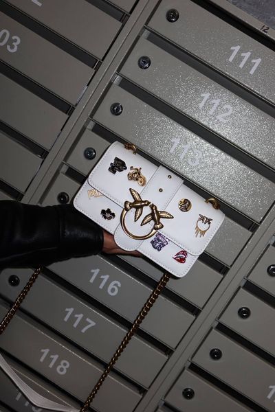 Pinko Mini Love Bag One Simply With Enamel Pin White [оригінальна коробка] pink1007 фото