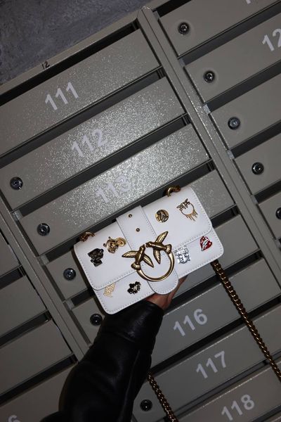 Pinko Mini Love Bag One Simply With Enamel Pin White [оригінальна коробка] pink1007 фото