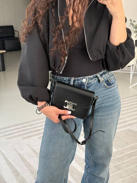 Celine Teen Triomphe Bag Black in Shiny Calfskin PREMIUM [оригінальна коробка] pr02422 фото