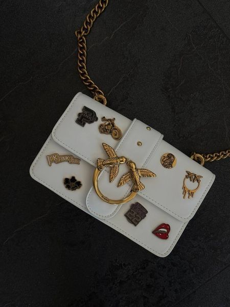 Pinko Mini Love Bag One Simply With Enamel Pin White [оригінальна коробка] pink1007 фото