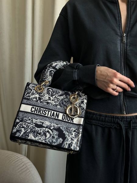 Christian Dior Medium Lady D-Lite Bag Dark Grey [оригінальна коробка] pr01241 фото