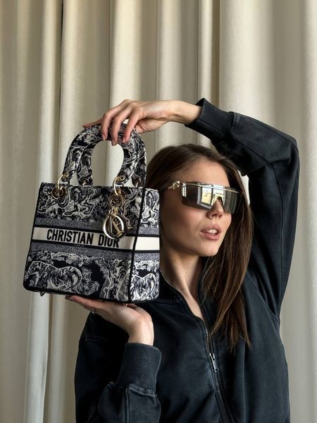 Christian Dior Medium Lady D-Lite Bag Dark Grey [оригінальна коробка] pr01241 фото