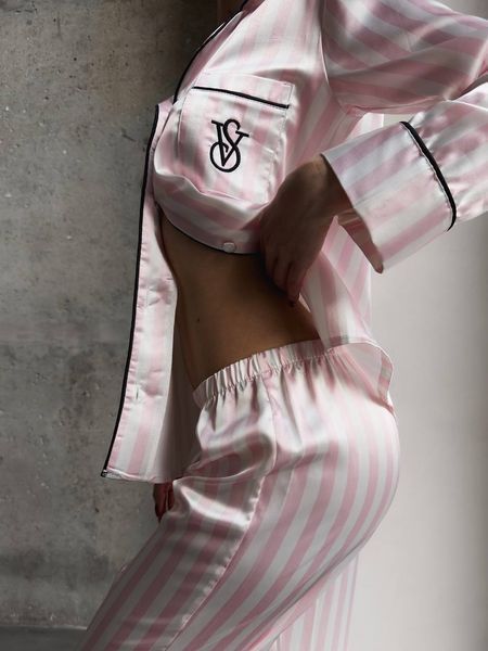 Піжама жіноча біло-рожева у смужку Victoria's Secret 1026 фото