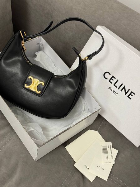 Celine Medium Tilly Bag in Shiny Calfskin Black PREMIUM [оригінальна брендована коробка] pr00049 фото