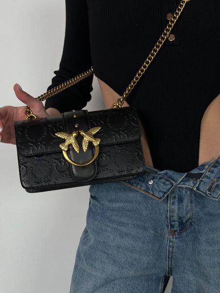 Pinko Love Mini Icon New Monogram Black/Gold [оригінальна коробка] pr10243 фото