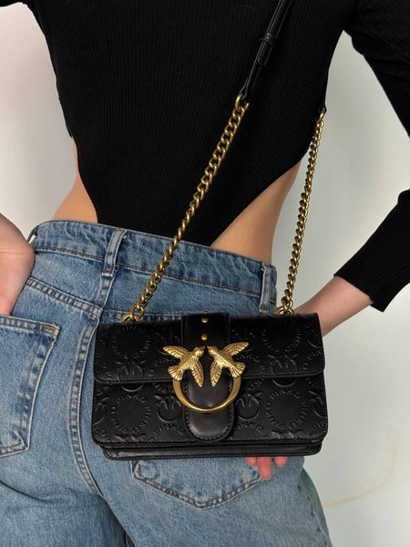 Pinko Love Mini Icon New Monogram Black/Gold [оригінальна коробка] pr10243 фото