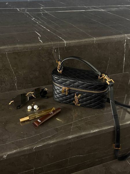Saint Laurent Gaby Vanity Leather Shoulder Bag BlackТекстурна шкіра pr7088 фото