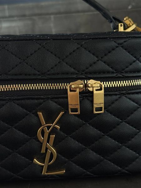 Saint Laurent Gaby Vanity Leather Shoulder Bag BlackТекстурна шкіра pr7088 фото