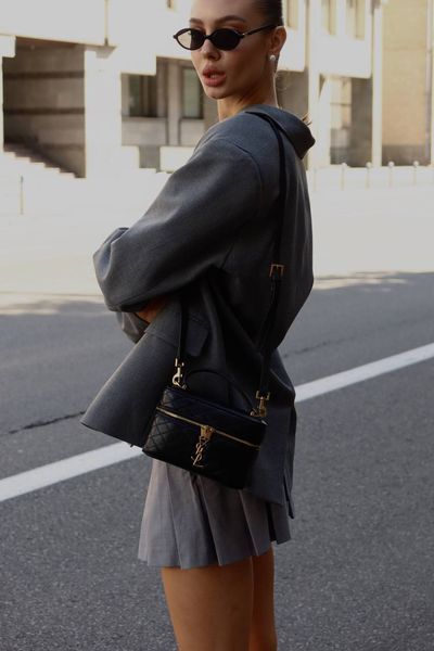 Saint Laurent Gaby Vanity Leather Shoulder Bag Black Гладка шкіра pr7009 фото