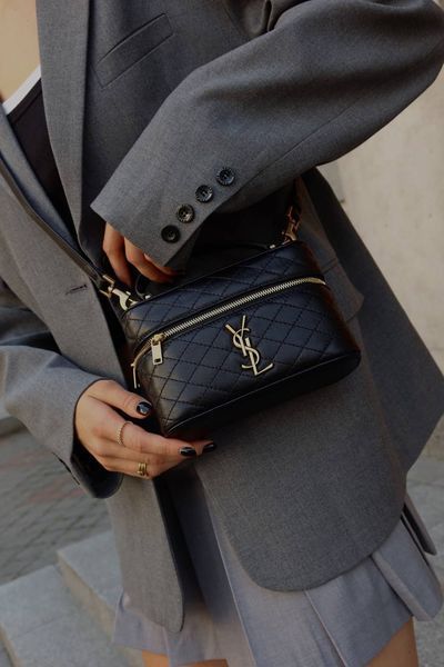 Saint Laurent Gaby Vanity Leather Shoulder Bag Black Гладка шкіра pr7009 фото