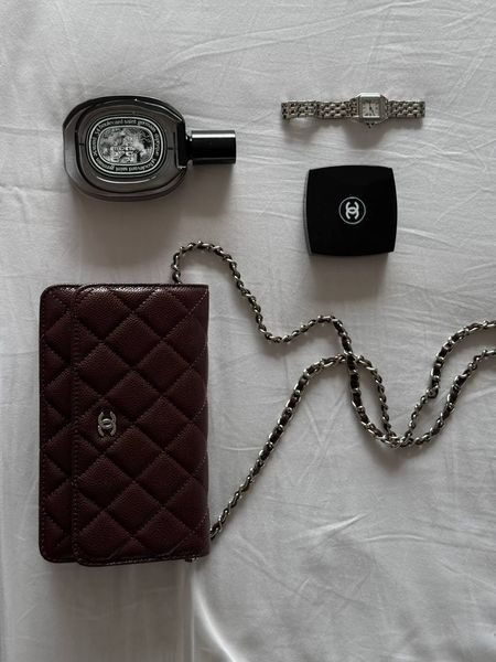 Chanel Caviar Quilted Wallet on Chain WOC Burgundy/Silver Коробка магніт pr22830 фото