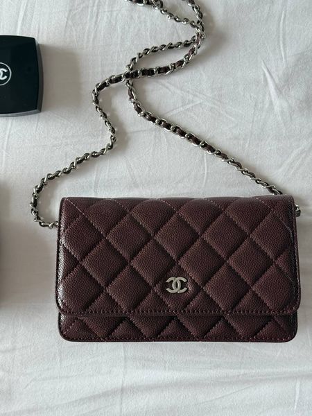 Chanel Caviar Quilted Wallet on Chain WOC Burgundy/Silver Коробка магніт pr22830 фото