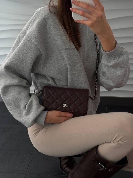 Chanel Caviar Quilted Wallet on Chain WOC Burgundy/Silver Коробка магніт pr22830 фото