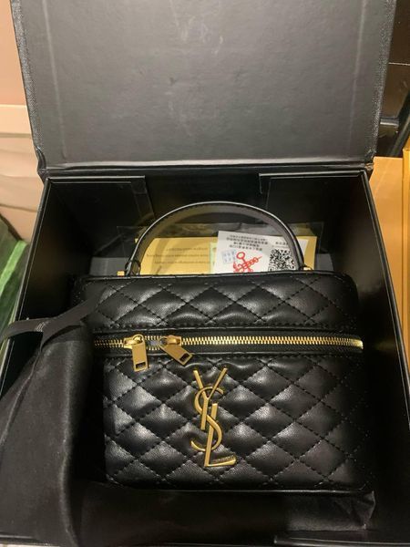 Saint Laurent Gaby Vanity Leather Shoulder Bag Black Гладка шкіра pr7009 фото