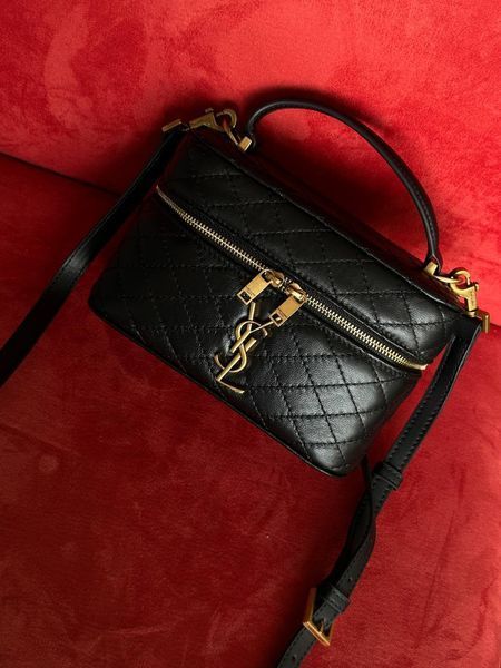 Saint Laurent Gaby Vanity Leather Shoulder Bag Black Гладка шкіра pr7009 фото