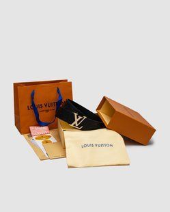 Louis Vuitton Shadow 40mm Belt Black/Gold &mdash; преміальний шкіряний ремінь із тисненням 6617241 фото
