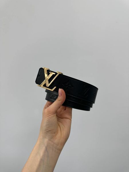 Louis Vuitton Shadow 40mm Belt Black/Gold &mdash; преміальний шкіряний ремінь із тисненням 6617241 фото