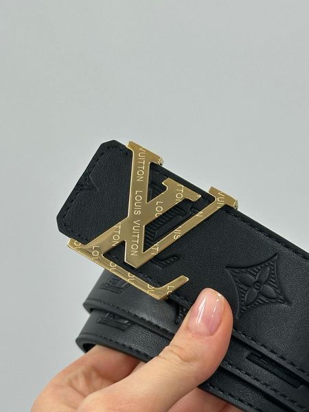 Louis Vuitton Shadow 40mm Belt Black/Gold &mdash; преміальний шкіряний ремінь із тисненням 6617241 фото