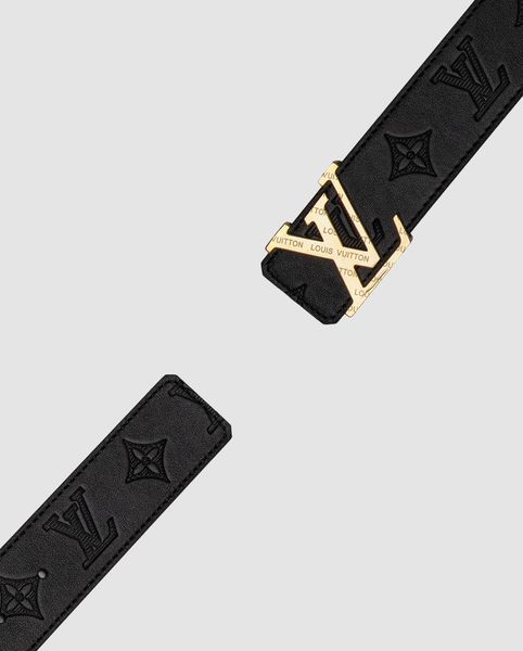 Louis Vuitton Shadow 40mm Belt Black/Gold &mdash; преміальний шкіряний ремінь із тисненням 6617241 фото