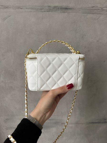 Chanel Classic Black Lambskin Pearl Crush Vanity Bag White/ Silver [оригінальна коробка] pr0021 фото