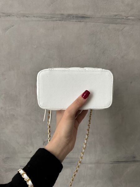 Chanel Classic Black Lambskin Pearl Crush Vanity Bag White/ Silver [оригінальна коробка] pr0021 фото