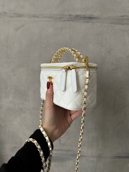 Chanel Classic Black Lambskin Pearl Crush Vanity Bag White/ Silver [оригінальна коробка] pr0021 фото
