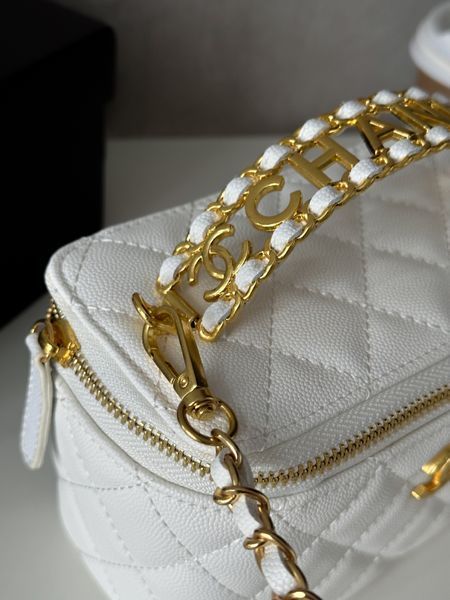 Chanel Classic Black Lambskin Pearl Crush Vanity Bag White/ Silver [оригінальна коробка] pr0021 фото