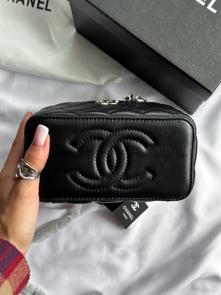 Chanel Classic Black Lambskin Pearl Crush Vanity Bag Silver [оригінальна магнітна коробка] pr2078 фото