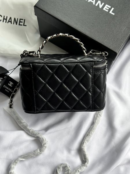 Chanel Classic Black Lambskin Pearl Crush Vanity Bag Silver [оригінальна магнітна коробка] pr2078 фото