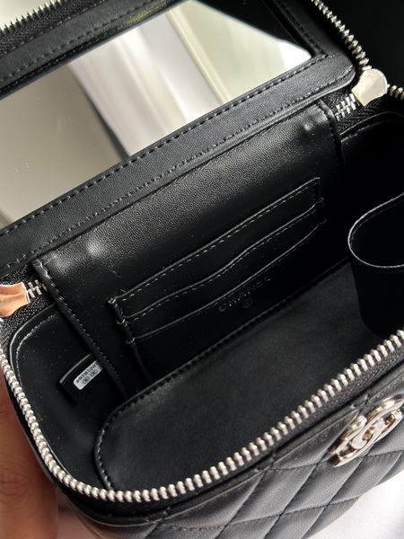 Chanel Classic Black Lambskin Pearl Crush Vanity Bag Silver [оригінальна магнітна коробка] pr2078 фото