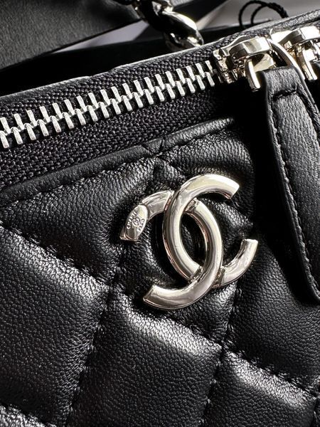 Chanel Classic Black Lambskin Pearl Crush Vanity Bag Silver [оригінальна магнітна коробка] pr2078 фото